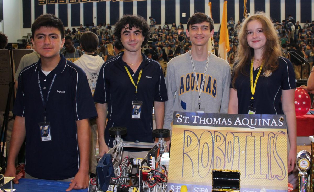 Members of the Robotics Club showing off their amazing skills in robotics.
