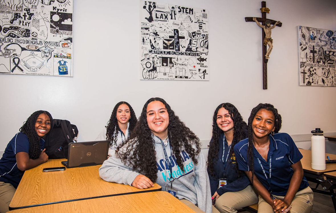 Students at STA gather in the cafeteria before school.