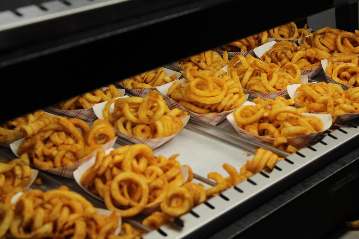 Curly fries are crispy and delicious.