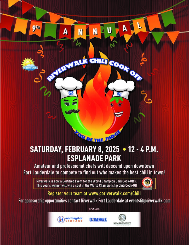 Vote for the best chili in Ft. Lauderdale at the Riverwalk Chili Cookoff on Saturday, February 8th.