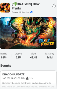 On December 14th the number of Blox Fruits players topped 2 million.
