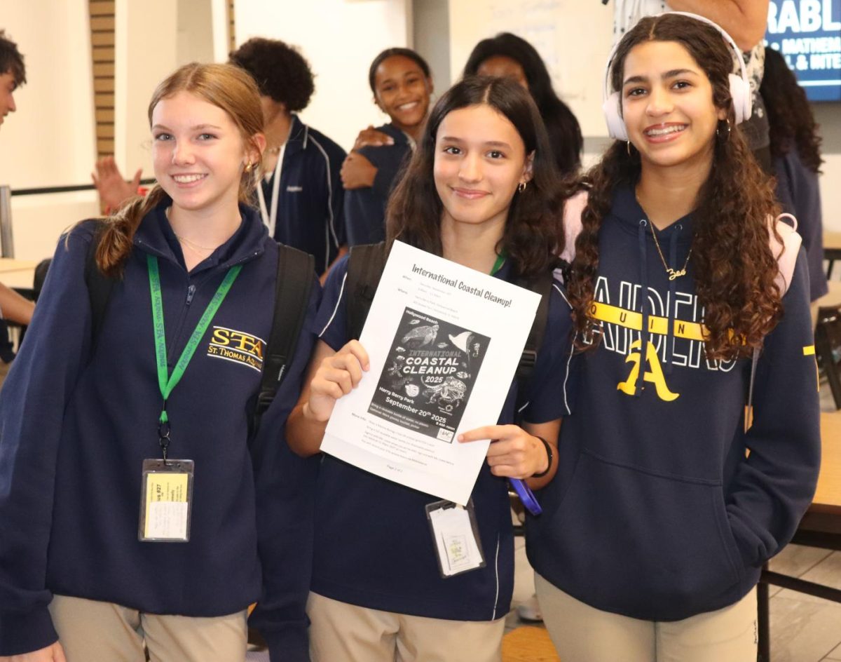 Members of the Marine Biology Club prepare to lend a hand at the International Coastal Cleanup.