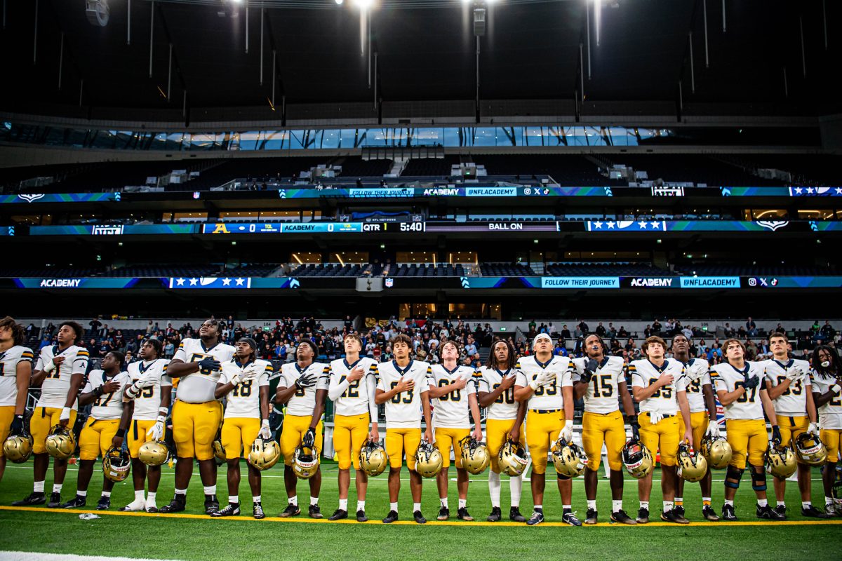 STA prepares to take the filed ion London, England.

Photo Courtesy of Aquinas Athletics