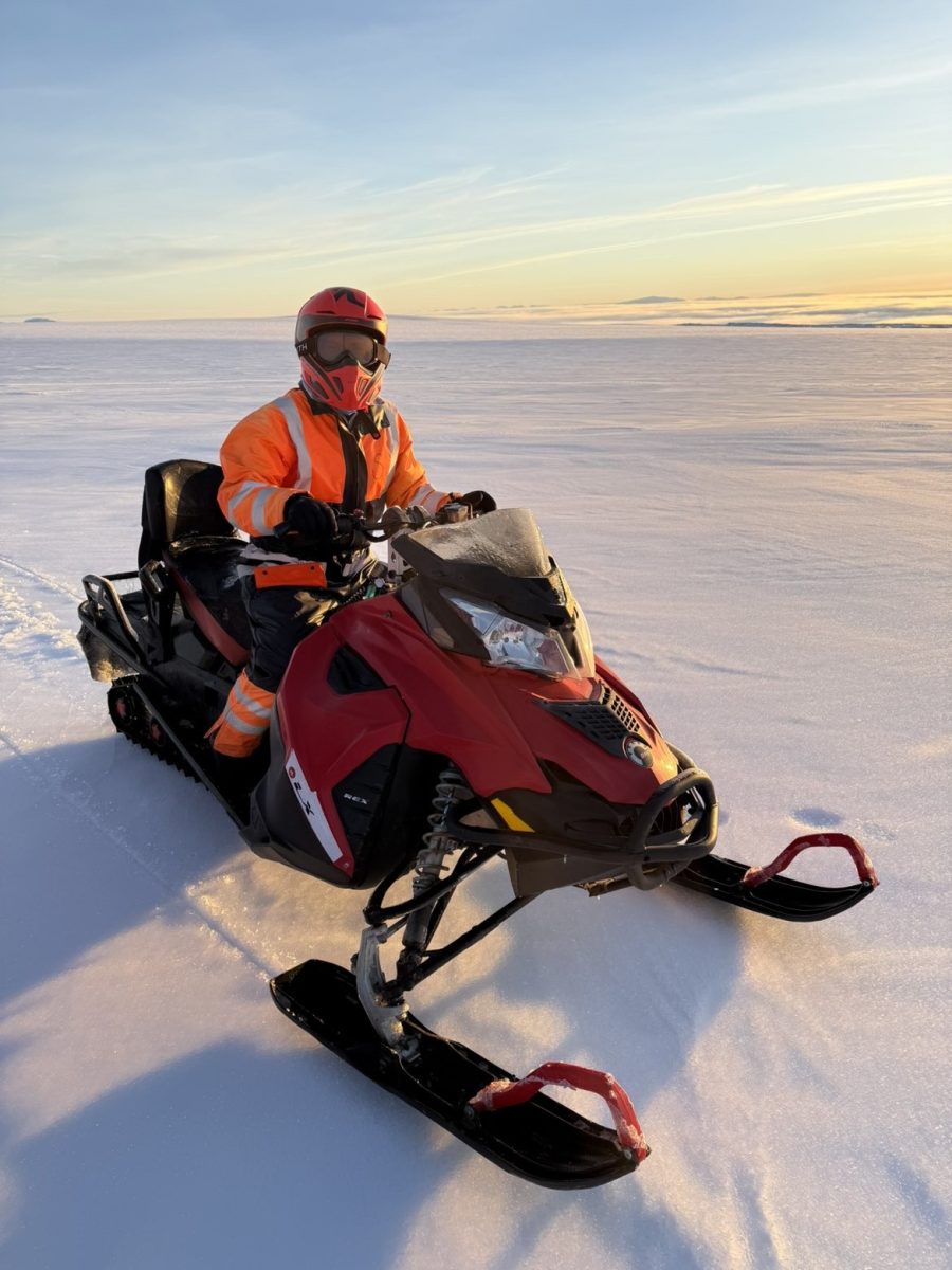 Louella Solorzano snowmobiling in Iceland.