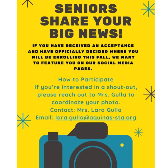 Graphic design for targeted for seniors who want to share where they will be going to college.