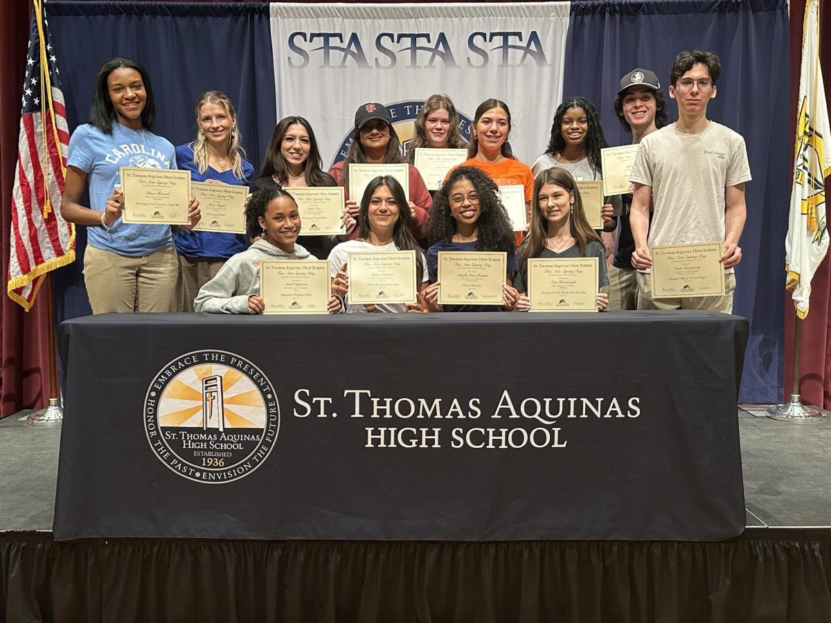 The Fine Arts Graduates of 2026: L-R, B: Ellison Howard, Alena Rayko, Siena Cruz, ?, Emily Reich, ?, Lark Auguste, Dylan Saito, F: Ariel Espinoza, Talina Quintero, Anaelle Jean-Jacques, Erin Kavanaugh, Owen Dougherty