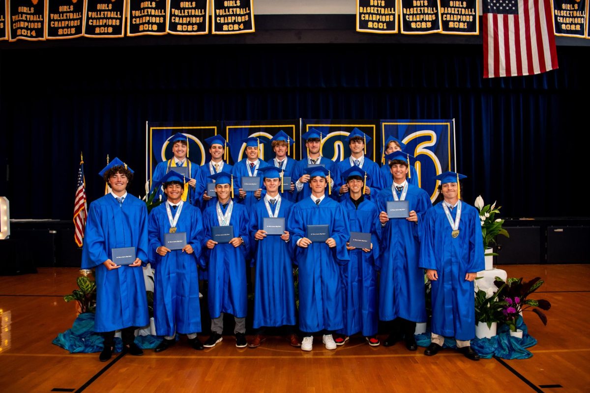 Members of the Varsity Baseball Team attended a special graduation ceremony since their Championship game interfered with the official graduation date.